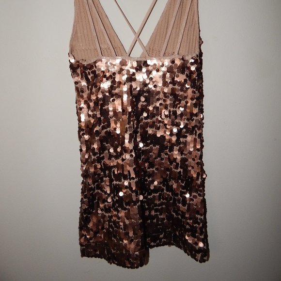 Urban Outfitters Rose Gold Sequined Mini Dress - Picture 4 of 6